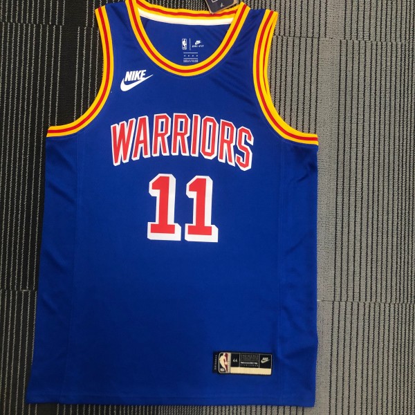 NBA Men Golden State Warriors Retro Blue #11 THOMPSON Jersey High Quality Name and Number Print