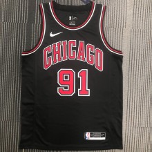 NBA Men Chicago Bulls Black #91 RODMAN Jersey High Quality Name and Number Print