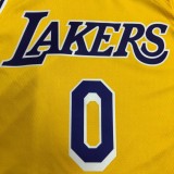 NBA Men Los Angeles Lakers Retro Yellow Round Neck #0 WESTBROOK Jersey High Quality Name and Number Print