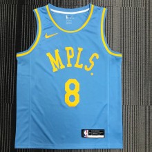 NBA Season 2021 Los Angeles Lakers Minneapolis Blue #8 BRYANT Round Neck Jersey High Quality Name and Number Print