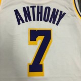 NBA Men Los Angeles Lakers #7 ANTHONY Retro White Round Neck Jersey High Quality Name and Number Print