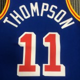 NBA Men Golden State Warriors Retro Blue #11 THOMPSON Jersey High Quality Name and Number Print