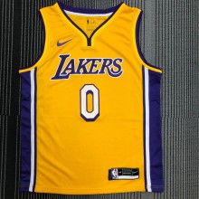 NBA Men Los Angeles Lakers #0 WESTBROOK Yellow V-neck Jersey High Quality Name and Number Print