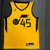 NBA New Season 2021 Men Utah Jazz Yellow with Jordan Logo #45 MITCHELL Jersey High Quality Name and Number Print