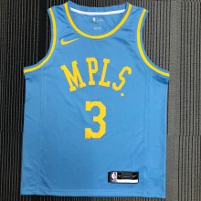NBA Season 2021 Los Angeles Lakers Minneapolis Blue #3 DAVIS Round Neck Jersey High Quality Name and Number Print