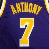 NBA Men Los Angeles Lakers Retro Purple #7 ANTHONY Round Neck Jersey High Quality Name and Number Print