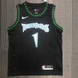 NBA Men Minnesota Timberwolves Retro Black #1 EDWARDS Jersey High Quality Name and Number Print