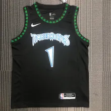 NBA Men Minnesota Timberwolves Retro Black #1 EDWARDS Jersey High Quality Name and Number Print