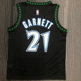 NBA Men Minnesota Timberwolves Retro Black #21 GARNETT Jersey High Quality Name and Number Print