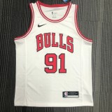 NBA Men Chicago Bulls White #91 RODMAN Jersey High Quality Name and Number Print