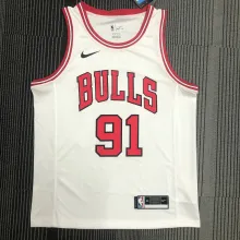 NBA Men Chicago Bulls White #91 RODMAN Jersey High Quality Name and Number Print