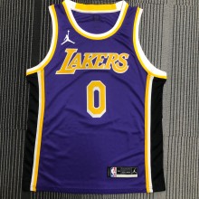 NBA Men Season 2021 Los Angeles Lakers #0 WESTBROOK Purple Round Neck with Jordan logo Jersey High Quality Name and Number Print