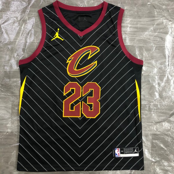 NBA Men Season 2021 Cleveland Cavaliers Black #23 JAMES Jersey High Quality Name and Number Print