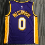 NBA Men Los Angeles Lakers Purple #0 WESTBROOK V-neck Jersey High Quality Name and Number Print