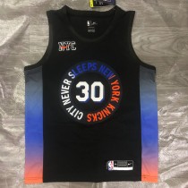 NBA Season 2021 Men New York Knicks Black #30 RANDLE Jersey High Quality Name and Number Print