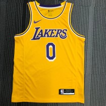 NBA Men Los Angeles Lakers Retro Yellow Round Neck #0 WESTBROOK Jersey High Quality Name and Number Print