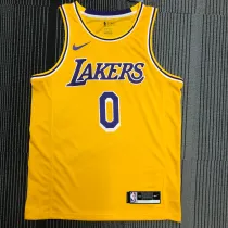 NBA Men Los Angeles Lakers Retro Yellow Round Neck #0 WESTBROOK Jersey High Quality Name and Number Print