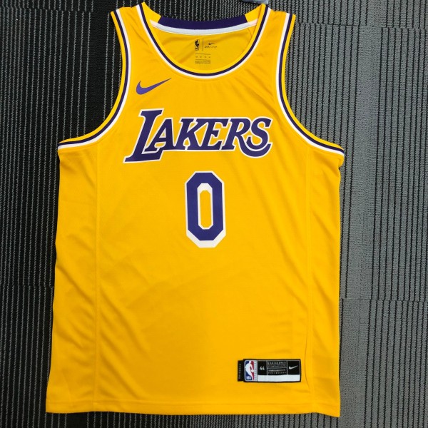 NBA Men Los Angeles Lakers Retro Yellow Round Neck #0 WESTBROOK Jersey High Quality Name and Number Print