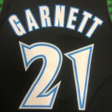 NBA Men Minnesota Timberwolves Retro Black #21 GARNETT Jersey High Quality Name and Number Print