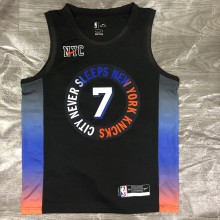 NBA Season 2021 Men New York Knicks Black #7 ANTHONY Jersey High Quality Name and Number Print