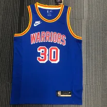 NBA Men Golden State Warriors Retro Blue #30 CURRY Jersey High Quality Name and Number Print