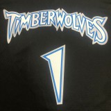 NBA Men Minnesota Timberwolves Retro Black #1 EDWARDS Jersey High Quality Name and Number Print