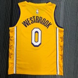 NBA Los Angeles Lakers 19-20 New Yellow #0 WESTBROOK Jersey High Quality Name and Number Print