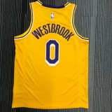 NBA Men Los Angeles Lakers Retro Yellow Round Neck #0 WESTBROOK Jersey High Quality Name and Number Print
