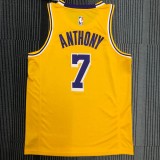 NBA Men Los Angeles Lakers Retro Yellow Round Neck #7 ANTHONY Jersey High Quality Name and Number Print