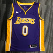 NBA Men Los Angeles Lakers Purple #0 WESTBROOK V-neck Jersey High Quality Name and Number Print
