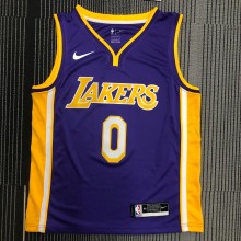 NBA Men Los Angeles Lakers Purple #0 WESTBROOK V-neck Jersey High Quality Name and Number Print