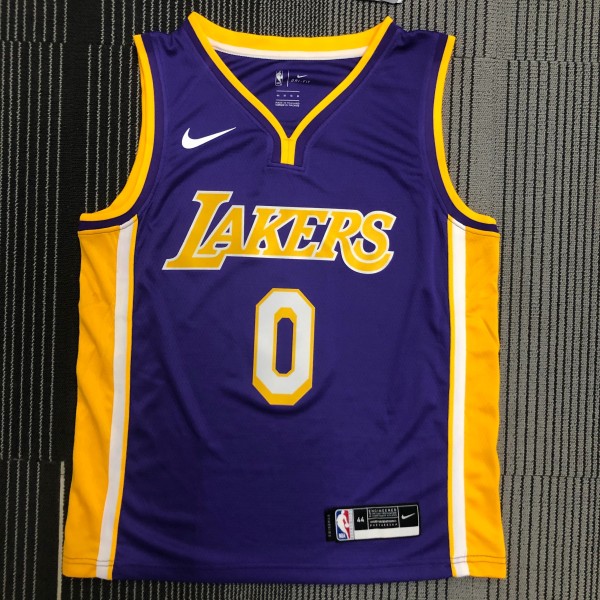NBA Men Los Angeles Lakers Purple #0 WESTBROOK V-neck Jersey High Quality Name and Number Print