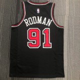 NBA Men Chicago Bulls Black #91 RODMAN Jersey High Quality Name and Number Print