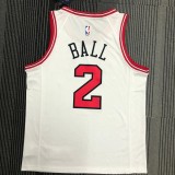 NBA Men Chicago Bulls White #2 BALL Jersey High Quality Name and Number Print