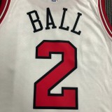 NBA Men Chicago Bulls White #2 BALL Jersey High Quality Name and Number Print