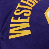 NBA Men Los Angeles Lakers Purple #0 WESTBROOK V-neck Jersey High Quality Name and Number Print