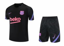 21/22  Barcelona Black Training Set--Short Sleeve and Short Pant Training Jersey