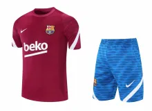 21/22 Barcelona Red Training Set--Short Sleeve and Short Pant Training Jersey