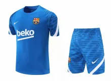 21/22 Barcelona Blue Training Set--Short Sleeve and Short Pant Training Jersey