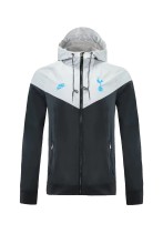21-22 Tottenham Black with Grey Cap Windbreaker Jacket  Thai Quality