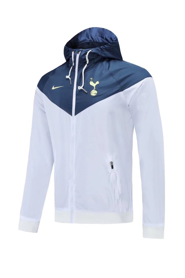 21-22 Tottenham White with Dark Blue Cap Windbreaker Jacket  Thai Quality
