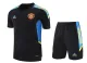 21/22 Manchester United Black Training Set--Short sleeve and Short Pant Training Tracksuit