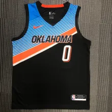 NBA Men Oklahoma City Thunder City Version Black #0 WESTBROOK Jersey High Quality Name and Number Print