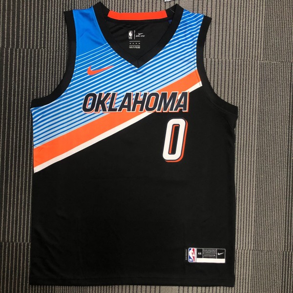 NBA Men Oklahoma City Thunder City Version Black #0 WESTBROOK Jersey High Quality Name and Number Print