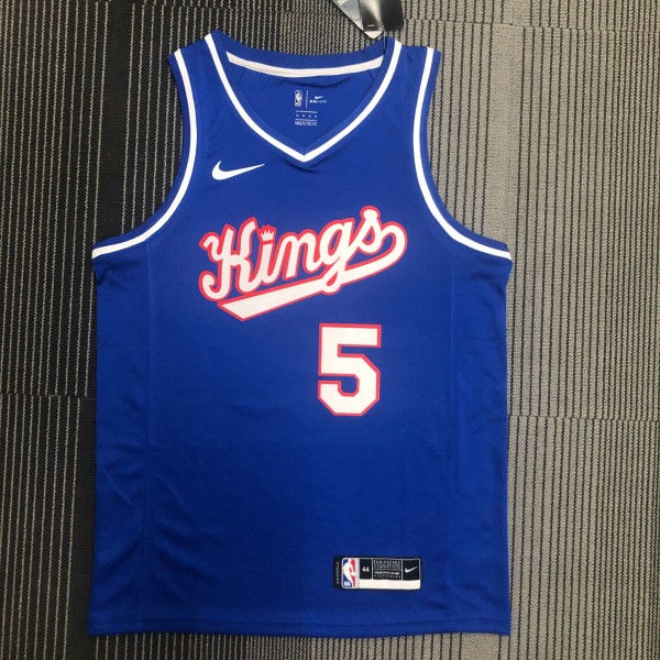 NBA Sacramento Kings Blue #5 FOX Jersey High Quality Name and Number Print