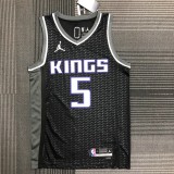 NBA Jordan Logo Sacramento Kings Black #5 FOX Jersey High Quality Name and Number Print