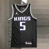 NBA Jordan Logo Sacramento Kings Black #5 FOX Jersey High Quality Name and Number Print