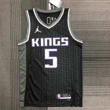 NBA Jordan Logo Sacramento Kings Black #5 FOX Jersey High Quality Name and Number Print