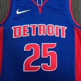 NBA 75th Anniversary Detroit Pistons Blue #25 ROSE Jersey High Quality Name and Number Print