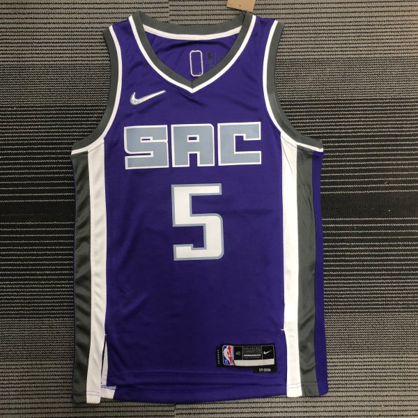 NBA 75th Anniversary Sacramento Kings Purple #5 FOX Jersey High Quality Name and Number Print